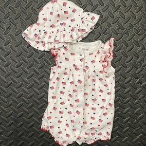 Little Me 4th of July Romper with Hat